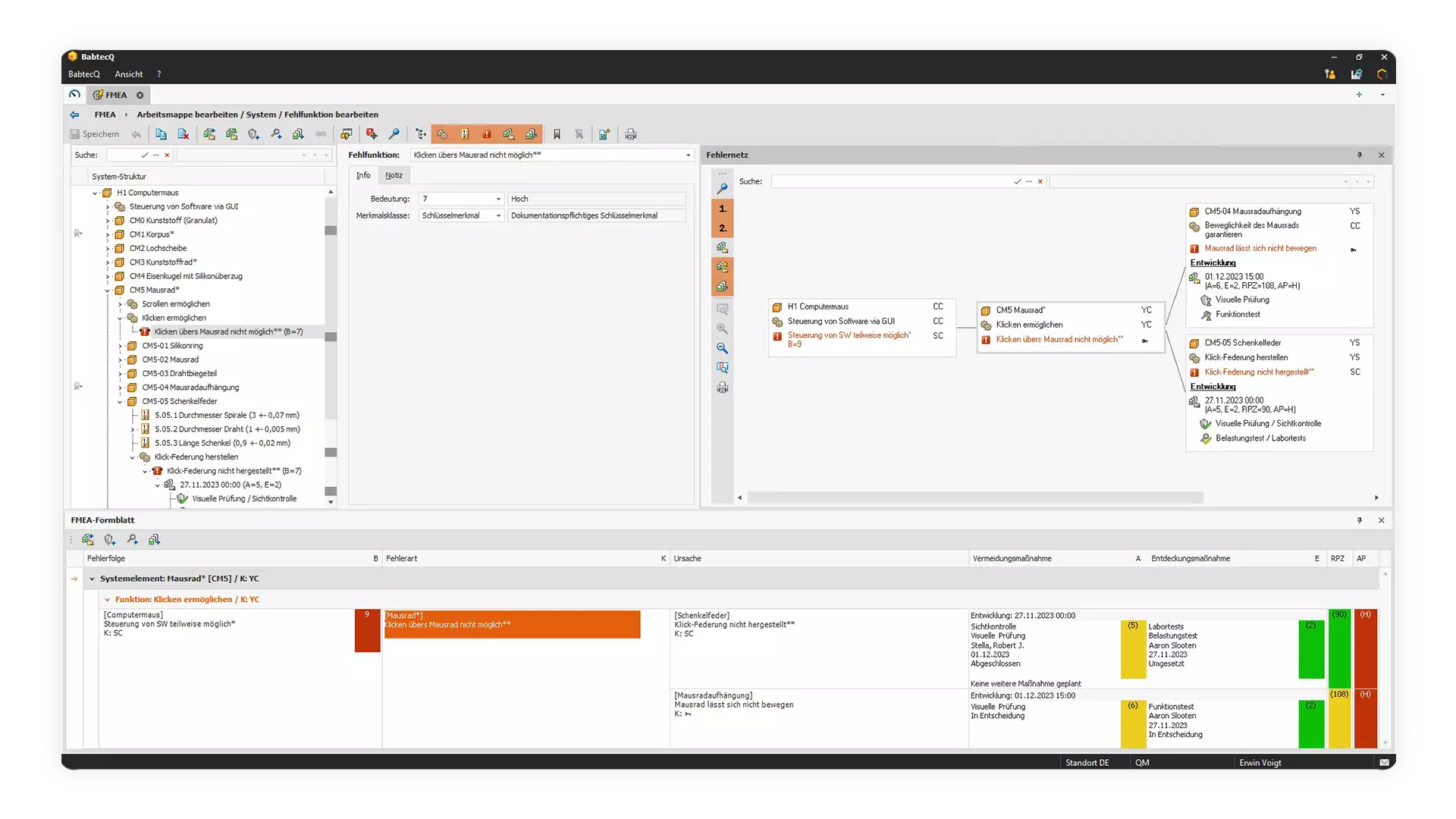 Design- und Prozess-FMEAs Screenshot: Design- und Prozess-FMEAs