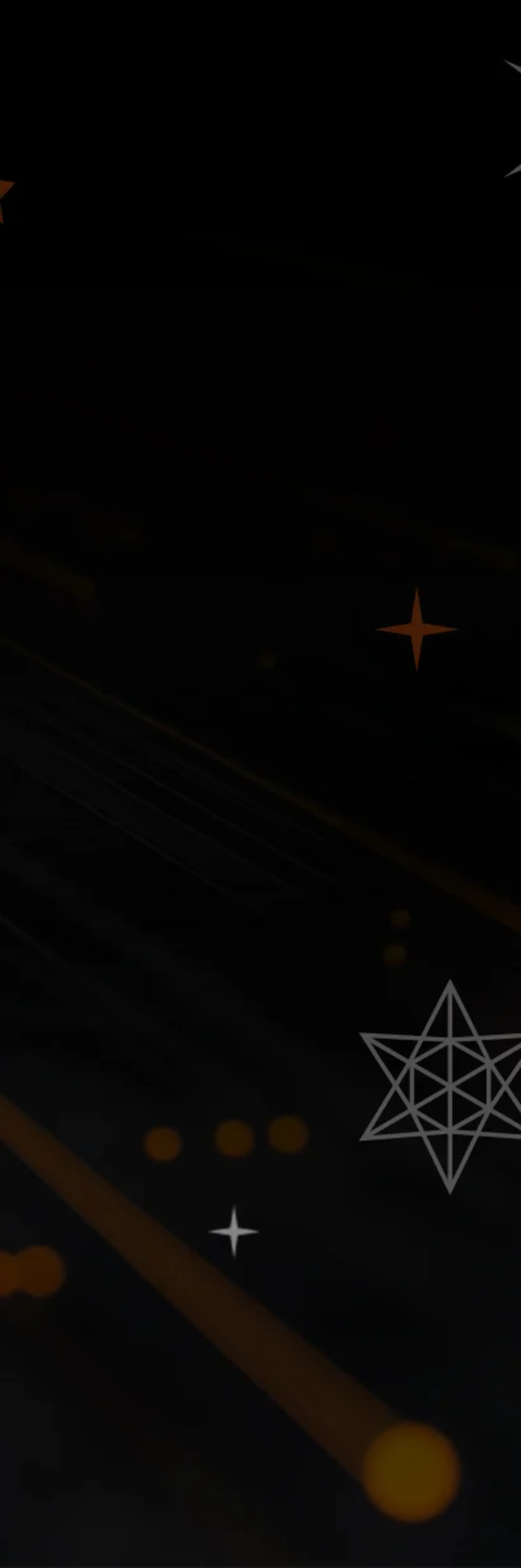 Schwarzer Hintergrund mit Schneeflocken Schwarzer Hintergrund mit hellen Schneeflocken und orangenen Lichteffekten