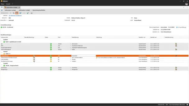 Lieferanten-Cockpit in der QM-Software BabtecQ: Auswertung