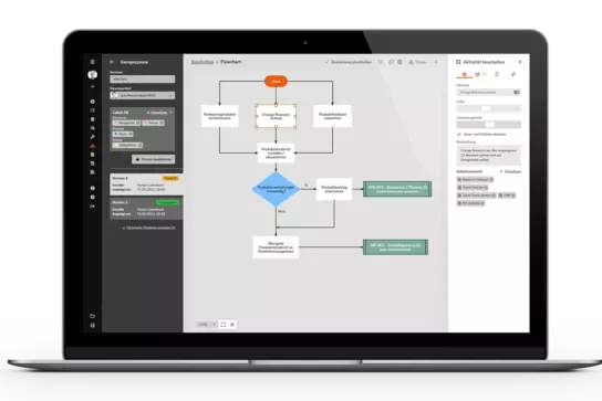 Laptop, darauf zu sehen das Prozessmanagement in BabtecQ