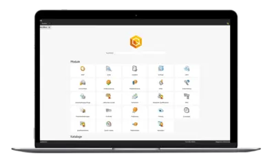 Laptop, darauf zu sehen die Modulübersicht von BabtecQ
