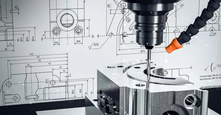 Komplexe Produkte Ein metallenes Produkt wird ausgefräst