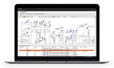 Laptop, darauf zu sehen die CAD-Integration in BabtecQ