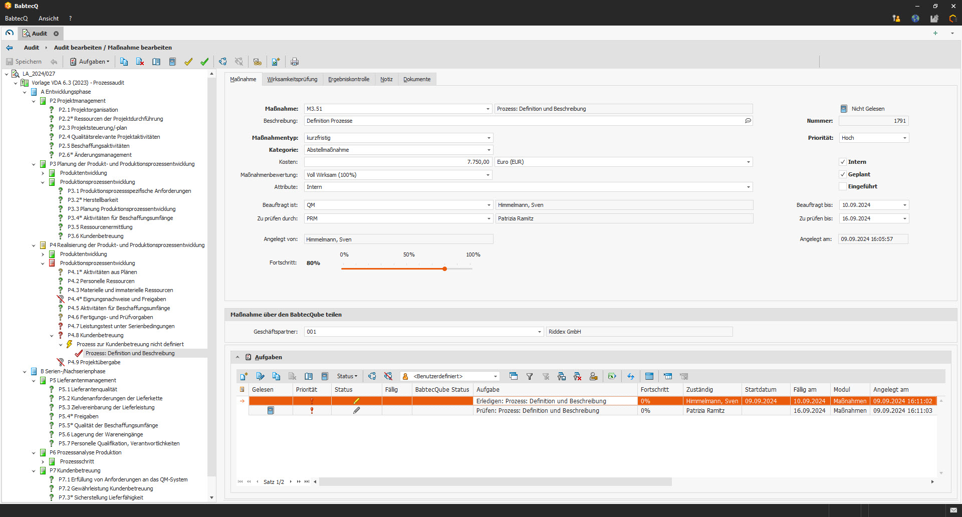 Audit-Managament in der QM-Software BabtecQ